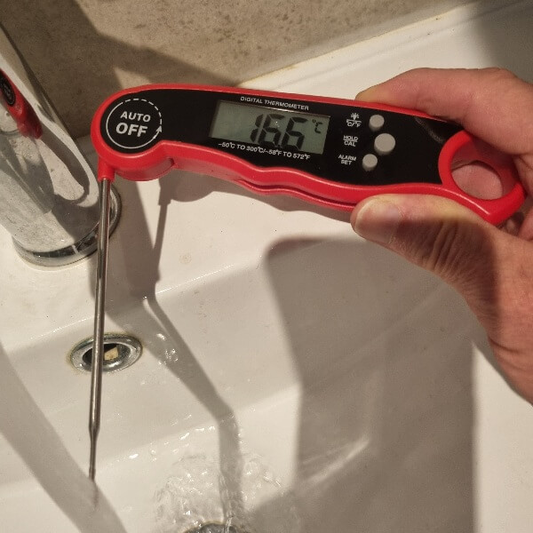 Water temperature check during Legionella assessment Doncaster property